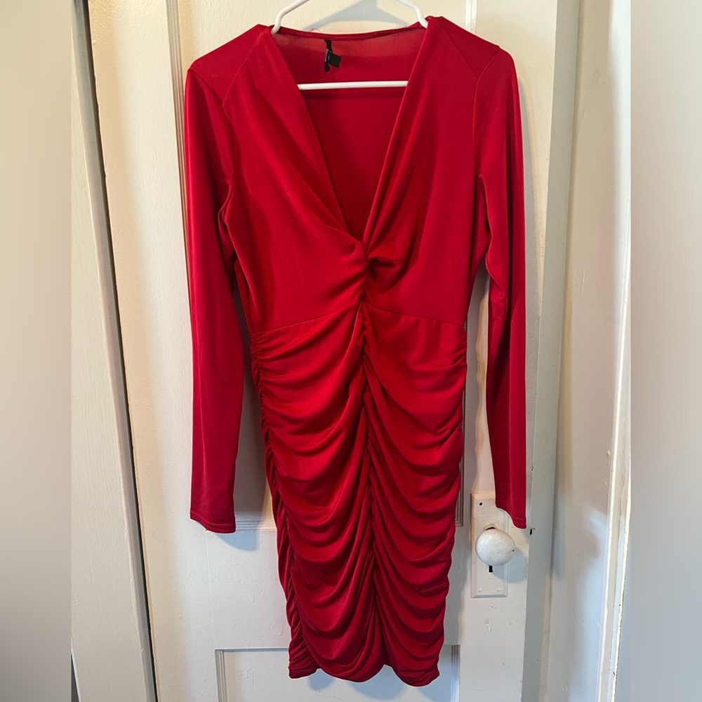 Red Ruched Dress